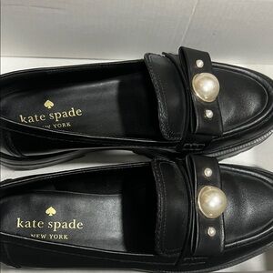 kate spade Black Pearl-Accent Leather Loafers